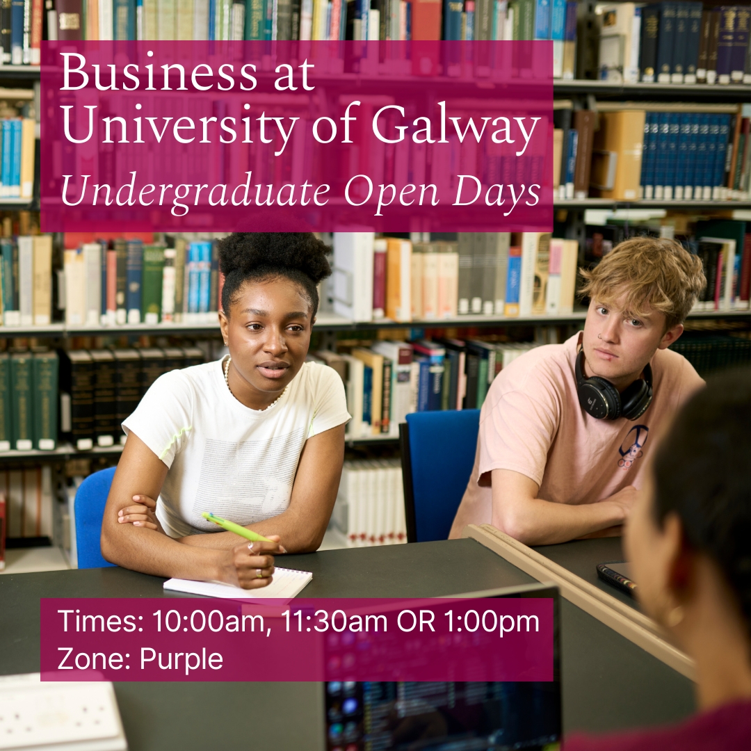 uniofgalway's tweet image. Join us for our Business talks at 10.00am, 11.30am or 1.00pm as part of University of Galway Undergraduate Open Days on Friday 4th and Saturday 5th October. 

Register Now!

🗓️ 4, 5 October 2024
⏰ 9am - 3pm
📍 University of Galway

#UniversityofGalway #OpenDay #ForYouForTomorrow