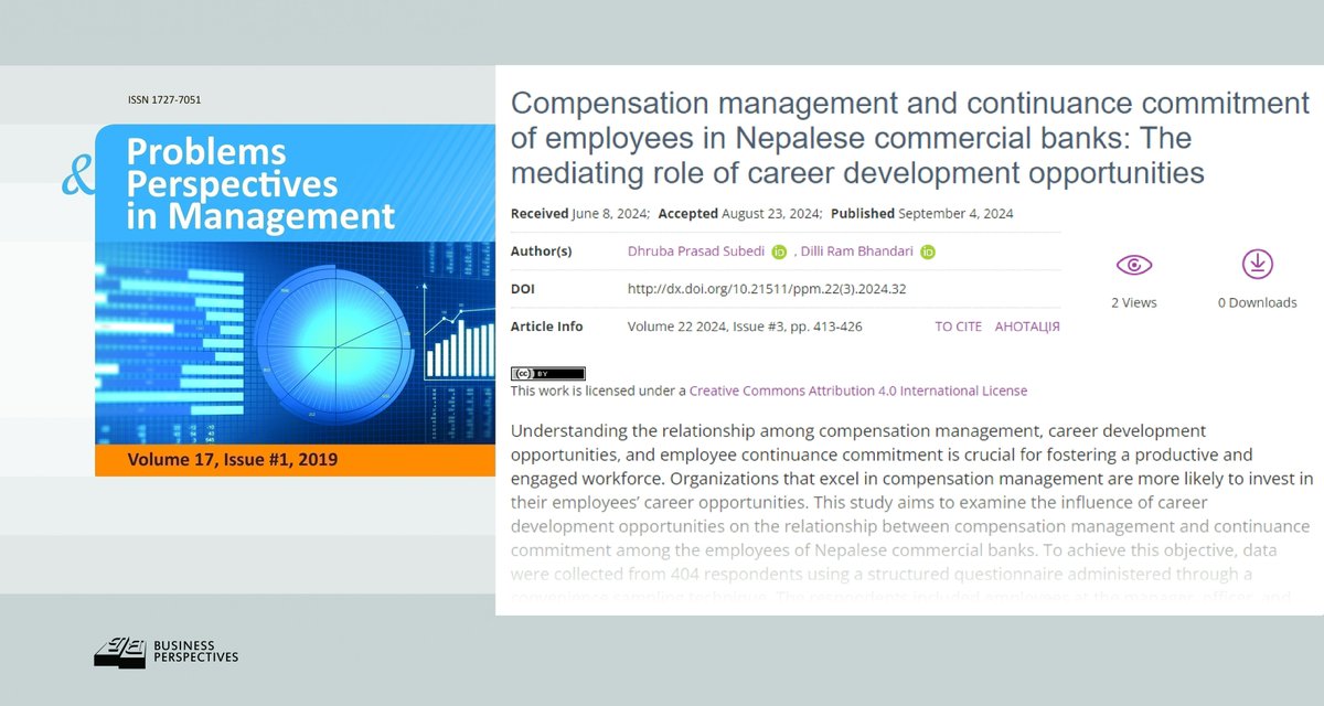 PPM_Journal's tweet photo. 🔗 https://t.co/NLOZf91eB7
📝 Compensation management and continuance commitment of employees in Nepalese commercial banks: The mediating role of career development opportunities
👥 Dhruba Prasad Subedi, Dilli Ram Bhandari
#careerdevelopment #compensationmanagement #mediation https://t.co/weC2Iz3R3z