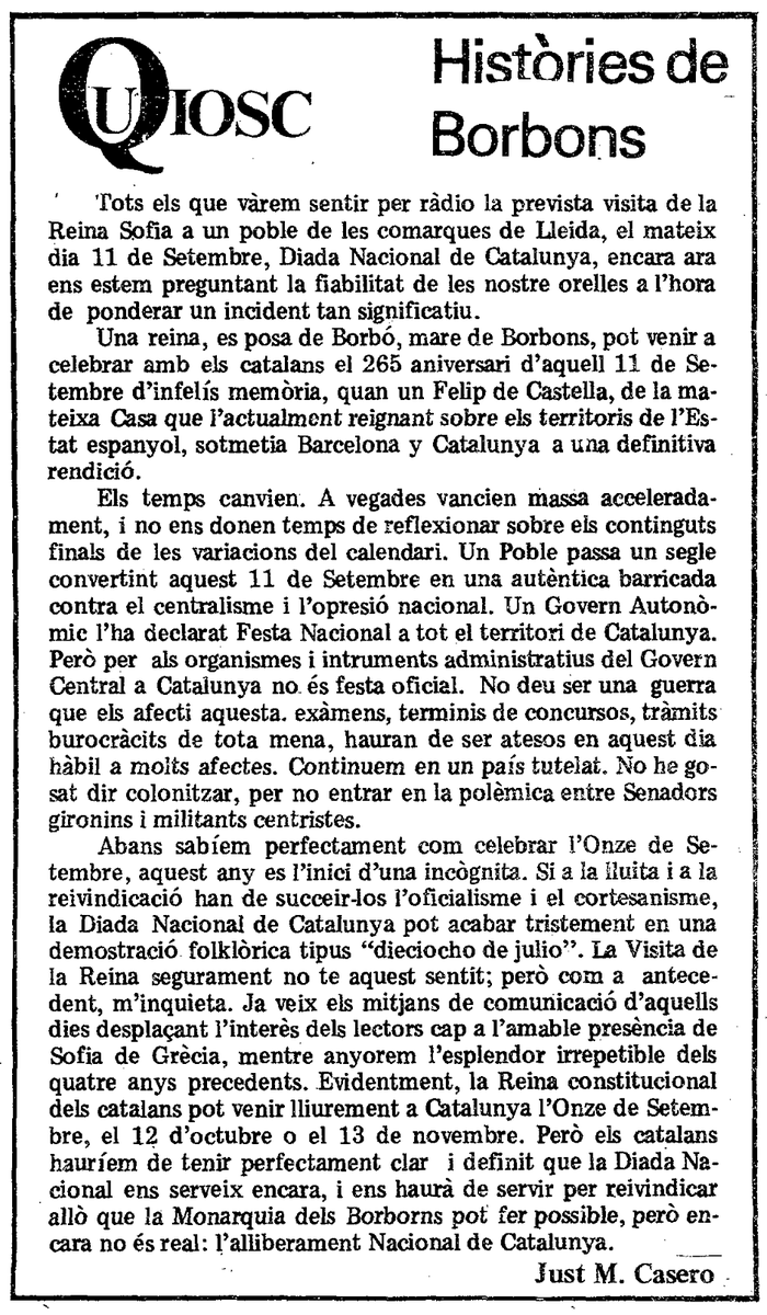KRLS's tweet photo. Gràcies pel recordatori. Quaranta-quatre anys després de ser publicat ha resistit molt bé el pas del temps (com passa, d'altra banda, amb molts dels articles que va deixar escrits) https://t.co/1CwI4pfG7F