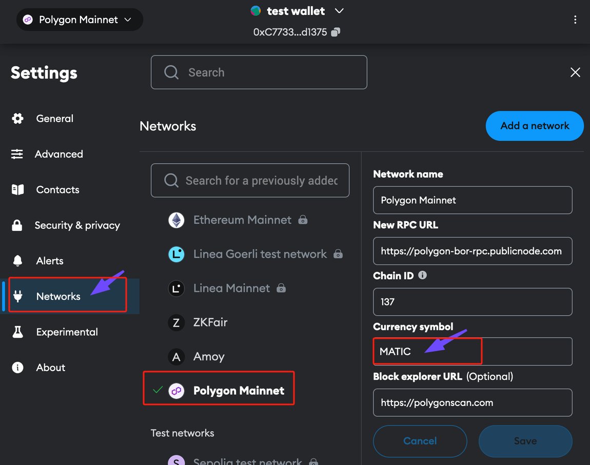 马蹄主网迁移，如何将代币$MATIC 转换$POL ，大概分为3种情况转换1.马蹄主网（代币matic在Polygon上） 小狐狸钱包 点击右上角“设置”选项，然后点击“网络”选项，将Polygon 网络中的货币符号