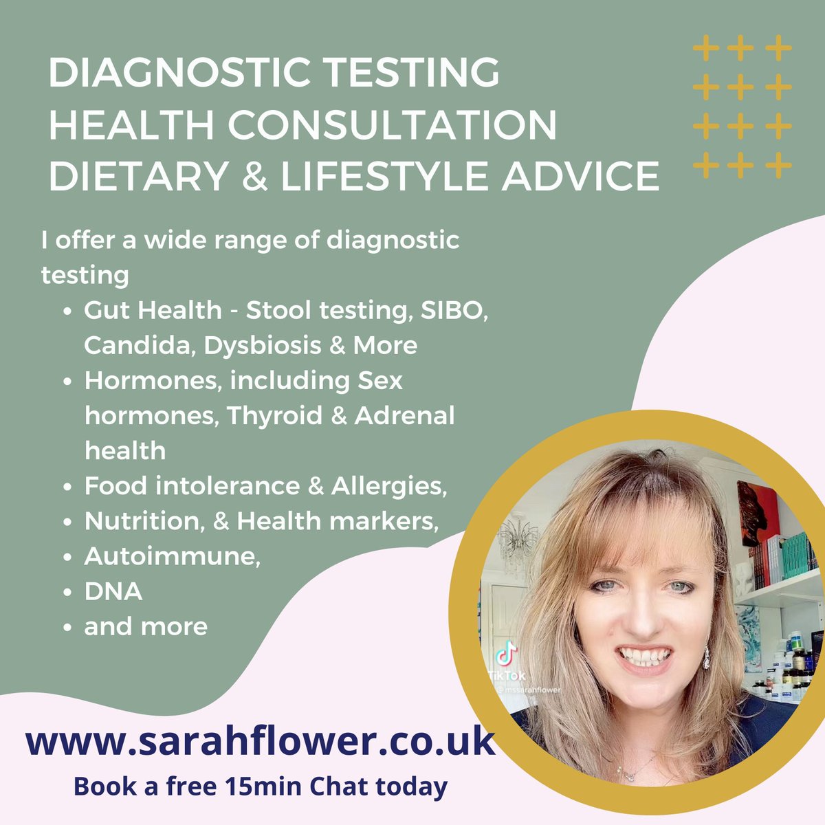 I see a wide range of clients, from those with ongoing gut issues to hormone imbalance, autoimmune or diabetes.  We use a wide range of diagnostic tests, lifestyle and dietary changes.  You can book a free 15-minute Zoom from my website for more information.