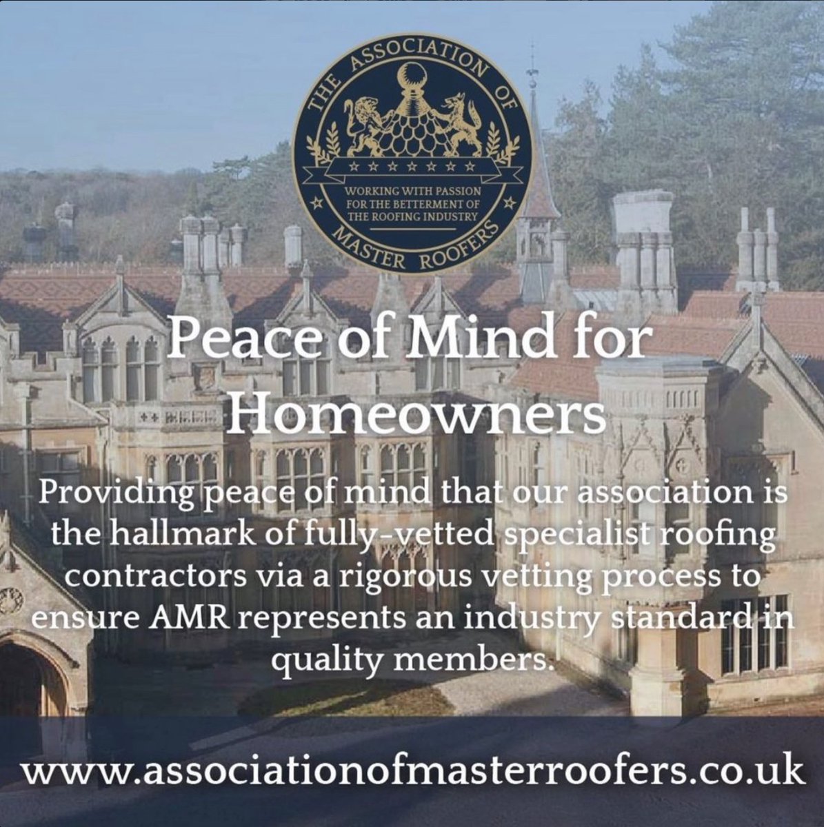 Providing peace of mind for homeowners.

Among a wide selection of perks and benefits of joining AMR you'll increase your chances of winning significant work projects when you're listed as a specialist on our website.

Join today at associationofmasterroofers.co.uk

#AMR #roofinglifestyle