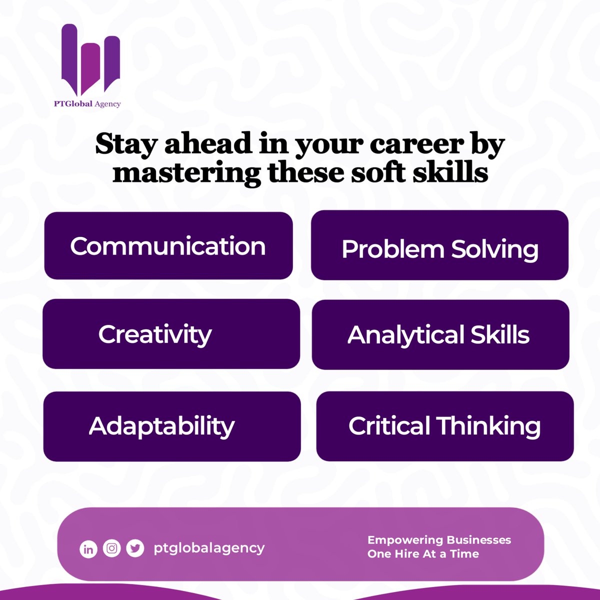 ptglobalagency_'s tweet photo. Wondering what skills are in high demand right now?
Here are some top skills employers are looking for
Think we overlooked a must-have skill?
Share yours in the commentsโweโre eager to see what you bring to the table!
#PTGA #PTGlobalagency https://t.co/rkyQ6vUlqZ