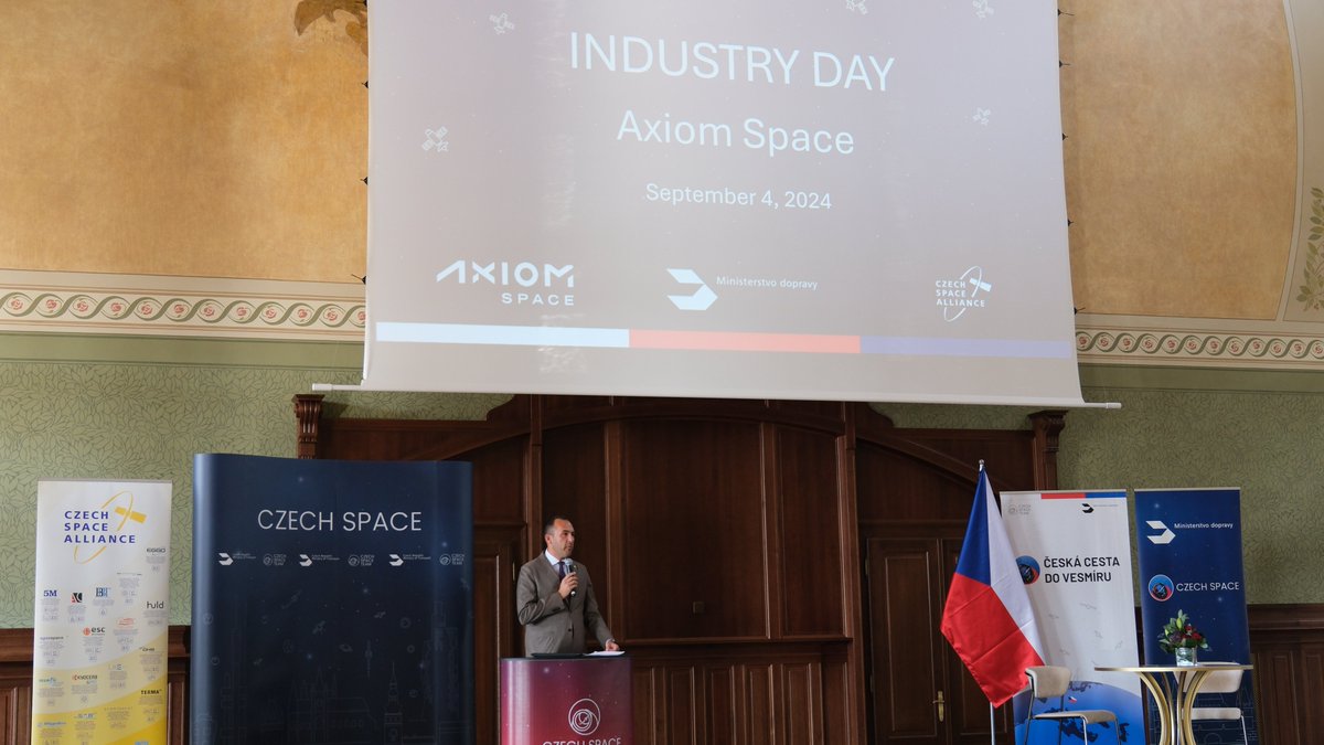 Signing memorandum of understanding at Industry Day with <a href="/Axiom_Space/">Axiom Space</a>

as part of the national project Czech Voyage into Space, which prepares to launch Aleš Svoboda into space.    For Czech science and economy, the "Czech Voyage into Space" project will bring the opportunity to
