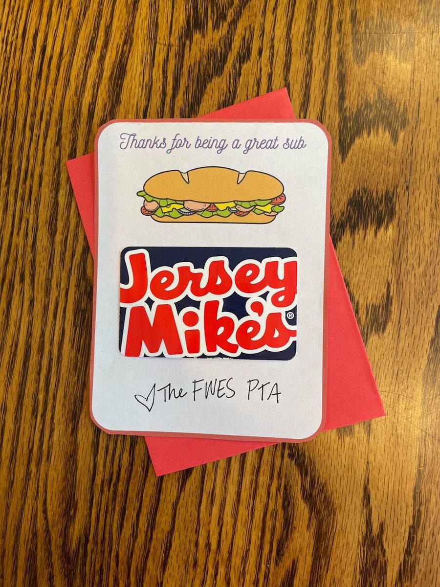 this week is substitute appreciation week! We gifted Ms Bennett, Ms Mooneyham's long -term sub with  a "sub" gift card!💚