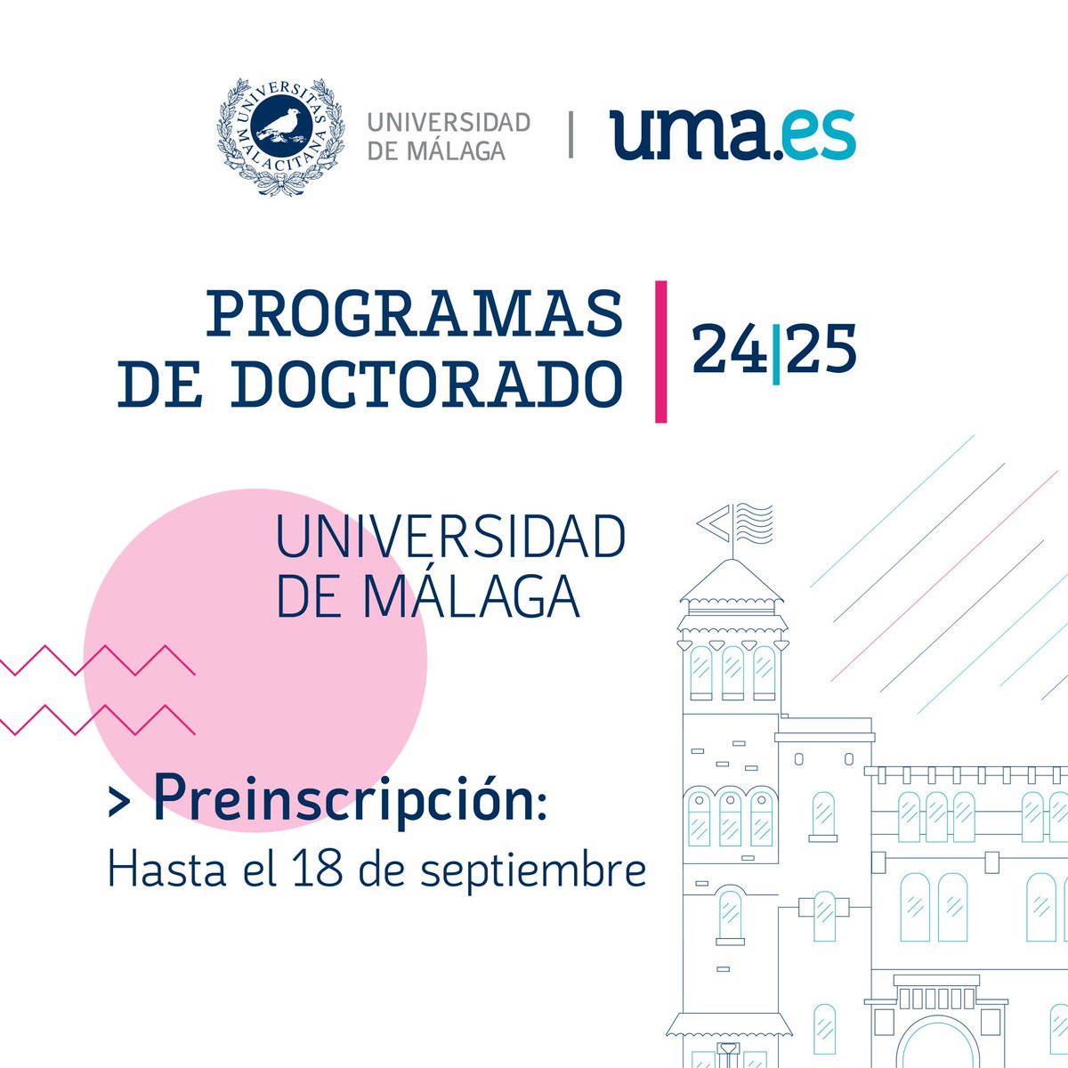 🎓#DOCTORADO. Abierta preinscripción para nuestro programa de Doctorado (curso 24|25).

✅ Doctorado en Tecnología Educativa u.uma.es/fl5/

⭐️ Solicitudes hasta el 18 de septiembre, aquí: u.uma.es/flP/
🔎 Guía: u.uma.es/flQ/