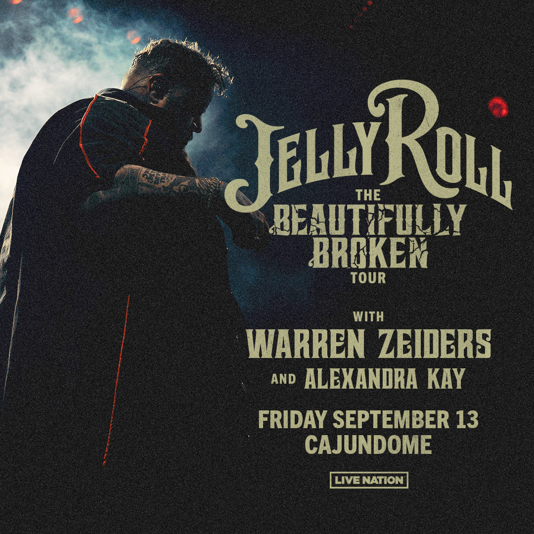 🔥 NEXT WEEK 🔥

I Am Not Okay... Jelly Roll’s Beautifully Broken Tour featuring special guests Warren Zeiders and Alexandra Kay will be here at the #CAJUNDOME next week - September 13, 2024!

For more information or to grab your tickets, visit cajundome.com.