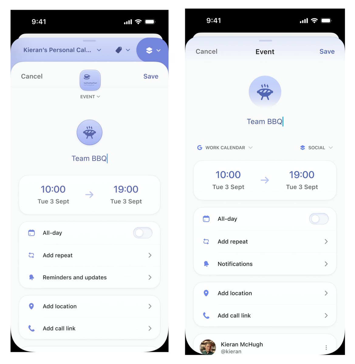 The <a href="/daybridge/">Daybridge</a> design on the left was rejected for being too messy, complex and confusing. The design on the right was signed off after a feedback round. Design is a constant battle between complex/fancy and simple/practical.