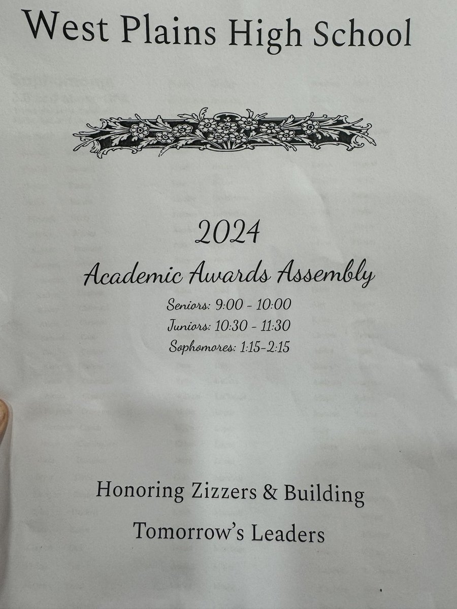 WPHS academic awards! Honoring those with a GPA of 3.33 and higher. #ZizzerProud <a href="/wpzizzers/">West Plains School District</a>