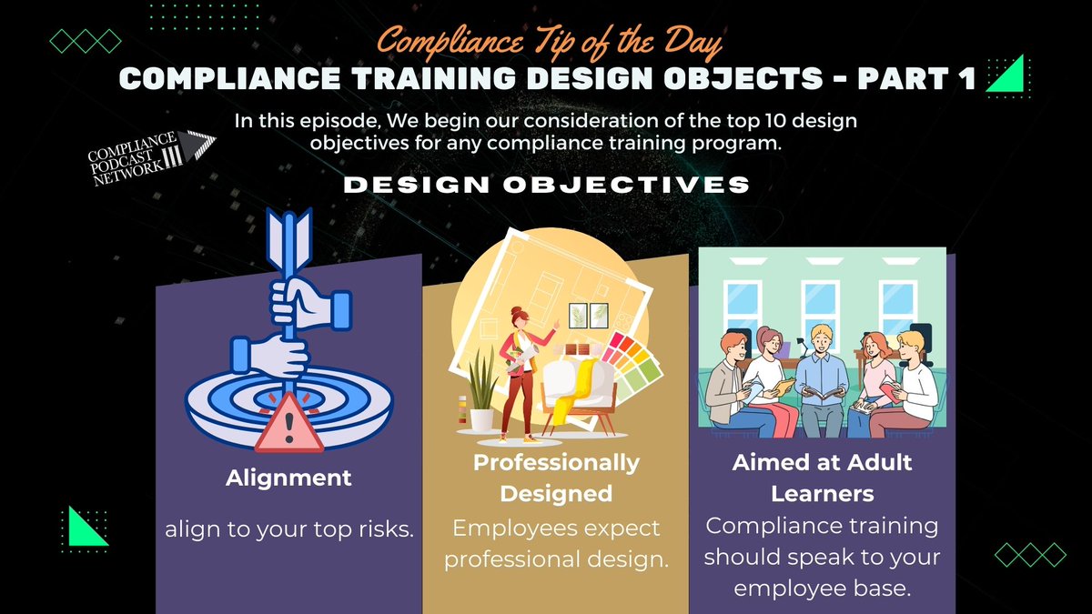 tfoxlaw's tweet image. Our guide provides essential steps for designing a robust compliance training program, including evaluation, continuous improvement, and actionable tips to enhance compliance efforts. 

Listen now! bit.ly/4cRVSKQ #ComplianceTips #TrainingDesign