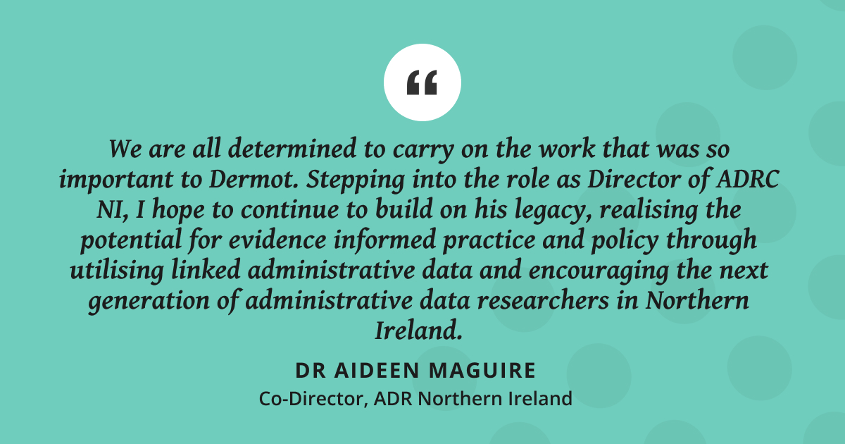 ADRC NI (@adrc_ni) on Twitter photo Here at ADR NI we are honouring our previous director Professor Dermot OāReilly's vision by continuing the impactful work that paves the way for future data researchers in NI.
Check out our Annual report at: reports.adruk.org/annual-report-ā¦
<a href="/Aideen_QUB/">Dr Aideen Maguire</a> Here at ADR NI we are honouring our previous director Professor Dermot OāReilly's vision by continuing the impactful work that paves the way for future data researchers in NI.
Check out our Annual report at: reports.adruk.org/annual-report-ā¦
<a href="/Aideen_QUB/">Dr Aideen Maguire</a>