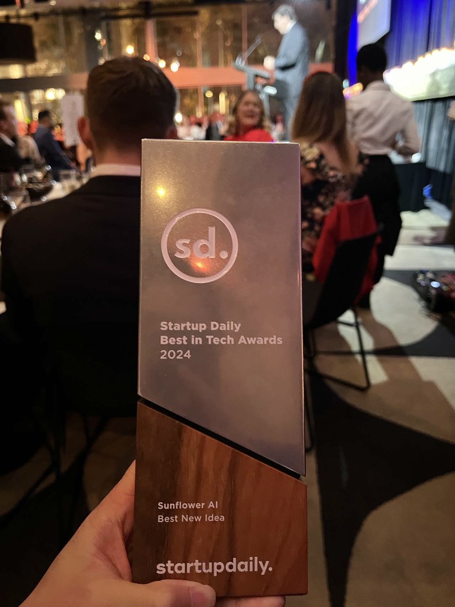 SunflowerAi.io (@sunflowerai_io) on Twitter photo 🎉 We won! 🎉
Sunflower AI has just been named the Best New Idea at the Startup Daily Best In Tech Awards 2024! 🏆✨
A big thanks to <a href="/StartupDailyANZ/">STARTUP DAILY</a> and <a href="/AWSstartups/">AWS Startups</a> for this amazing honor! 🎉 We won! 🎉
Sunflower AI has just been named the Best New Idea at the Startup Daily Best In Tech Awards 2024! 🏆✨
A big thanks to <a href="/StartupDailyANZ/">STARTUP DAILY</a> and <a href="/AWSstartups/">AWS Startups</a> for this amazing honor!