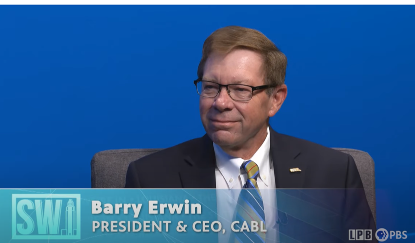 CABLorg's tweet photo. CABL President Barry Erwin sat down with LPB anchor Karen LeBlanc to discuss CABL's 35 indicators measuring the state's wellbeing. Find out how we're doing on the things that matter.  (Starts at 12:32)   https://t.co/YHskV9KGN2, @lpborg , @KarenLeBlancTV, #lalege https://t.co/eLdh8BRD26