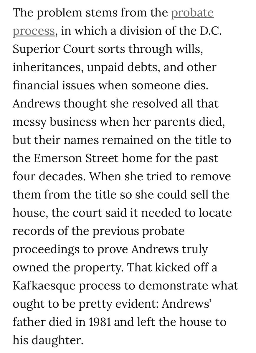 Alex Koma (@alexkomadc) on Twitter photo When you’re dealing with the messy business of inheritances, the last thing you want is a years-long wild goose chase searching for probate records.
Yet that’s exactly what some DC families have endured, my latest <a href="/Spotlight4DC/">SpotlightDC</a> investigation found:
washingtoncitypaper.com/article/747813… When you’re dealing with the messy business of inheritances, the last thing you want is a years-long wild goose chase searching for probate records.
Yet that’s exactly what some DC families have endured, my latest <a href="/Spotlight4DC/">SpotlightDC</a> investigation found:
washingtoncitypaper.com/article/747813…
