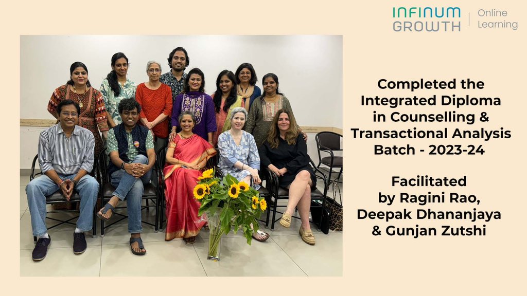 InfinumG's tweet image. &quot;It’s been a highly satisfying and stimulating experience to have facilitated the IDCTA batch 23-24 along with my very competent colleagues Deepak and Gunjan.&quot; Ragini Rao 
#diplomacourse #transactionalanalysis
