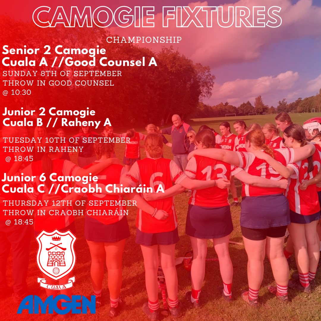 CualaCLG's tweet photo. Upcoming Adult Camogie Fixtures !
Make sure to support 🔴⚪️
View all fixtures at ..
https://t.co/3cPLsaib1Q https://t.co/6HfkJWd0Rl