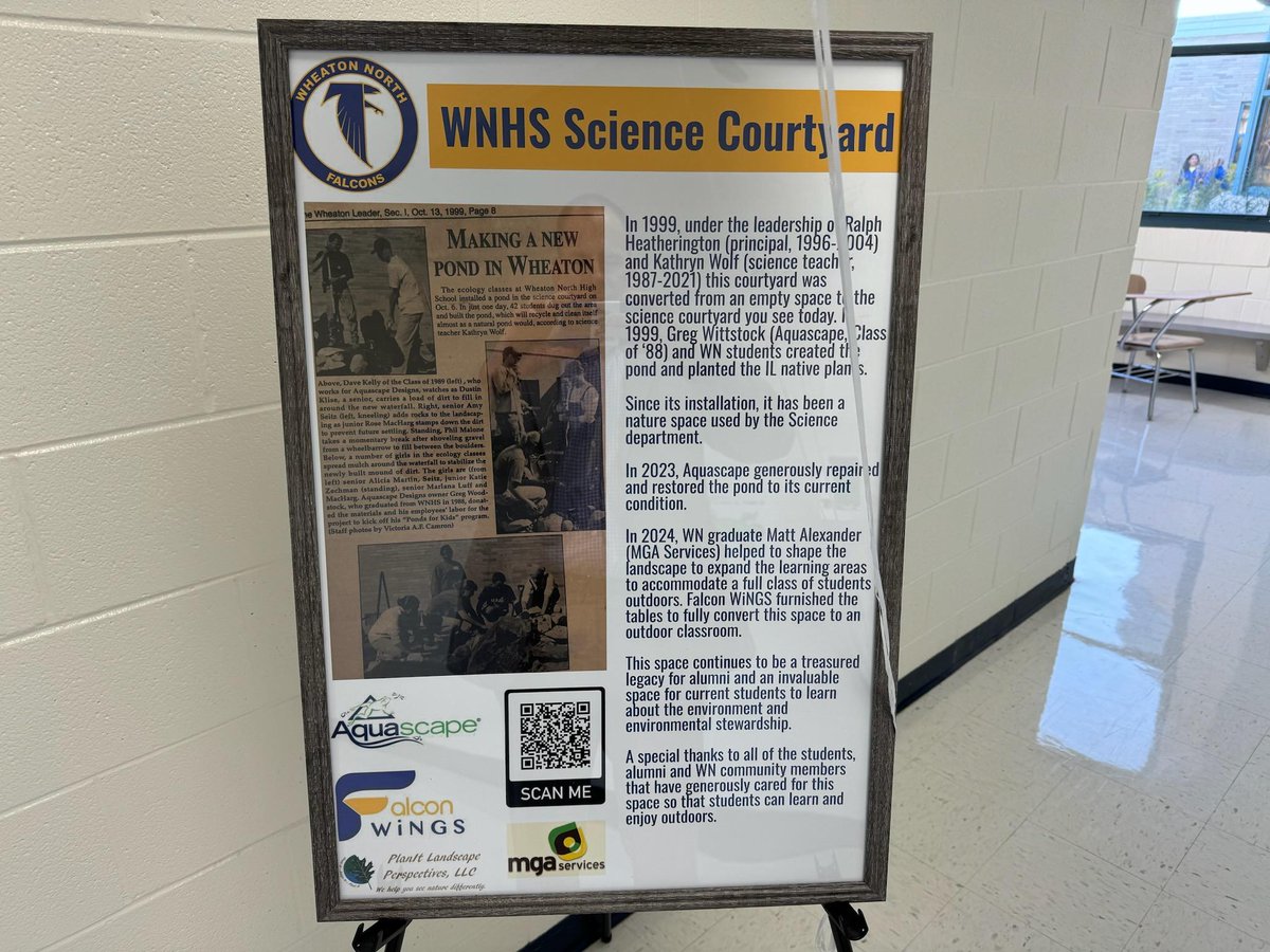 WNScience's tweet image. Ribbon Cutting for the Science Courtyard
This will be an amazing learning space for students at Wheaton North.  HUGE Thank you to all who helped make this possible: Kathryn Wolf, Lisa Volesky, Dan Korntheuer, @AquascapeInc, MGA Services and Falcon Wings!!    @CUSD200