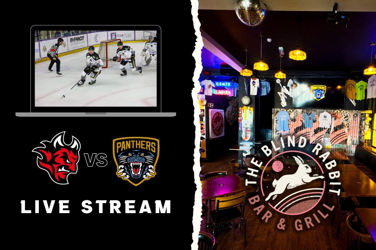 🚨 Blind Rabbit this weekend 🚨

🏒 Saturday: Fanzone away game webcast v Cardiff. £5 entry includes drink. Book now → tickettailor.com/events/panther…

🤝👋 Sunday post-game Meet and Greet with the players. Read more → tinyurl.com/56hmst7v
