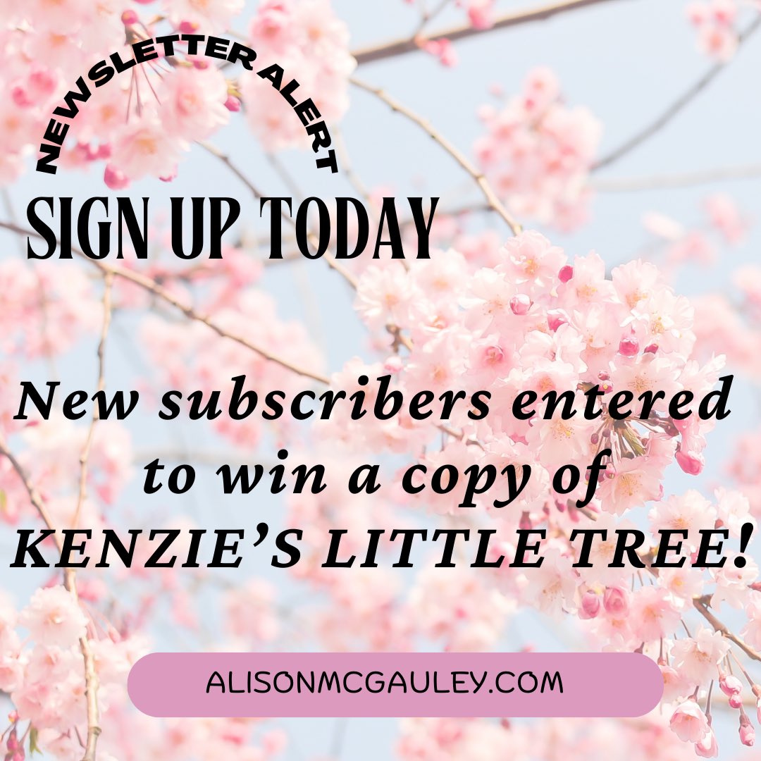 🌟GIVEAWAY: All new subscribers up until Sep 14th have a chance to win KENZIE’S LITTLE TREE! 🌟

My quarterly newsletter contains content from the intersection of my journeys as an author, parent, teacher, and chronic illness warrior.  

alisonmcgauley.com/subscribe