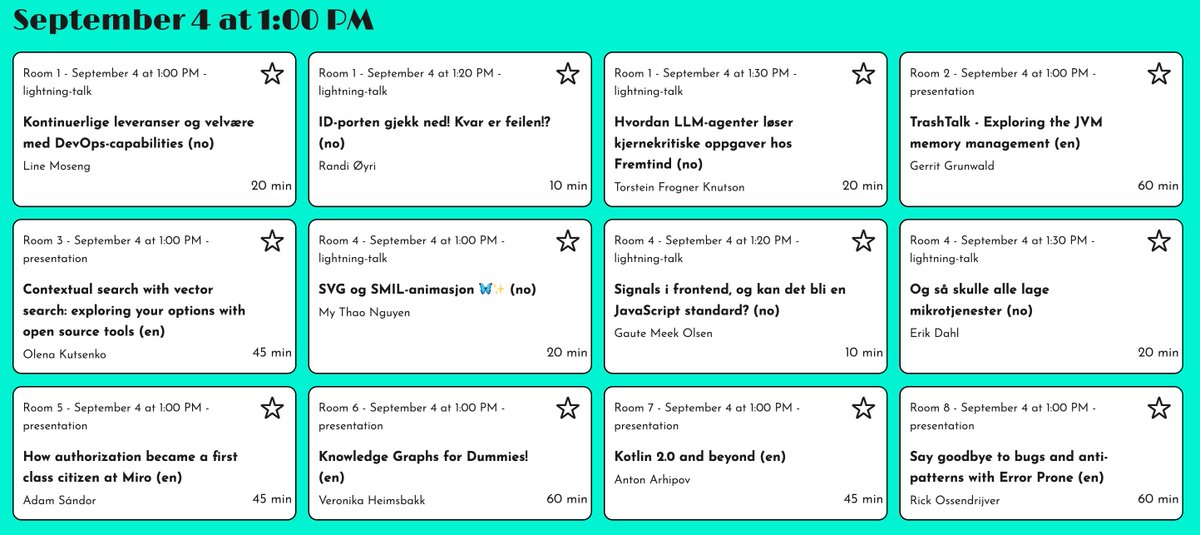 JavaZone (@javazone) on Twitter photo More great talks coming up at #JavaZone! 🎙️ Don’t miss @mos_line, <a href="/hansolo_/">Gerrit Grunwald 🇺🇦🇹🇼✌🏻</a>, <a href="/OlenaKutsenko/">Olena Kutsenko</a>, <a href="/itwasntMy/">My T. Nguyen</a>, <a href="/GauteMeekOlsen/">Gaute Meek Olsen</a>, <a href="/DahlsData/">Erik Dahl</a>, @veronikaheim, <a href="/antonarhipov/">Anton Arhipov</a>, <a href="/rick_ossies/">Rick Ossendrijver</a>, and others as they dive into super interesting topics. More great talks coming up at #JavaZone! 🎙️ Don’t miss @mos_line, <a href="/hansolo_/">Gerrit Grunwald 🇺🇦🇹🇼✌🏻</a>, <a href="/OlenaKutsenko/">Olena Kutsenko</a>, <a href="/itwasntMy/">My T. Nguyen</a>, <a href="/GauteMeekOlsen/">Gaute Meek Olsen</a>, <a href="/DahlsData/">Erik Dahl</a>, @veronikaheim, <a href="/antonarhipov/">Anton Arhipov</a>, <a href="/rick_ossies/">Rick Ossendrijver</a>, and others as they dive into super interesting topics.