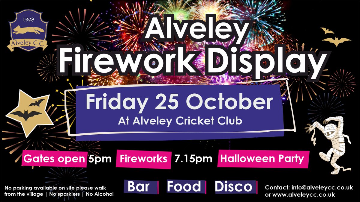 alveleycc's tweet image. 💥Alveley Firework Display💥

📷Early Bird Tickets Are on SALE Now 📷

⏰Be quick as we only have a small number of limited discounted tickets available, get yours today:

rb.gy/dfqs5x

#fireworkdisplay #alveley #bridgnorth #shropshire