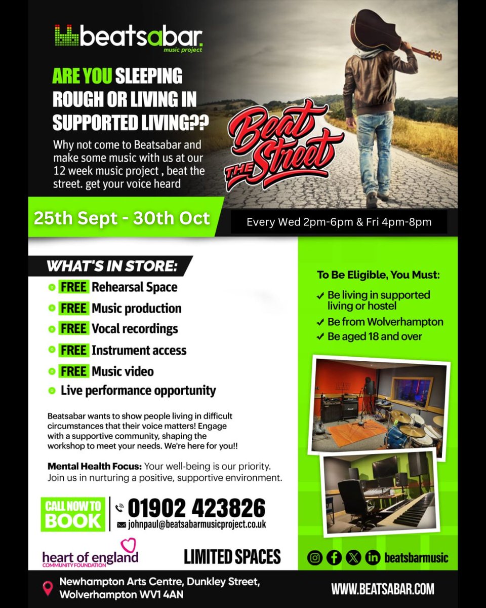 Join BeatDaStreet, a 12-week music workshop designed to unleash your creativity! No experience needed - just bring your energy!

View all available dates: eequ.org/experience/106…