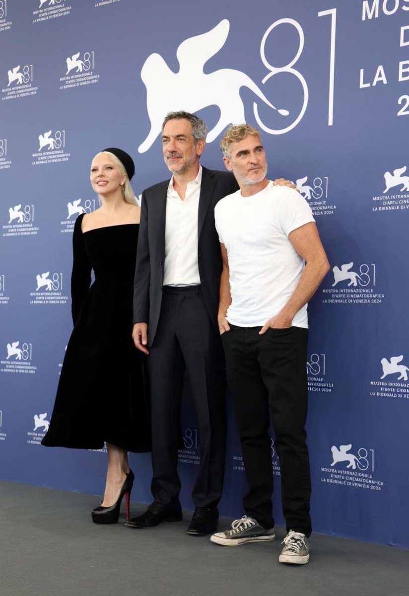 Lady Gaga, Joaquin Phoenix and Todd Phillips at the press conference of “Joker: Folie à Deux”.
