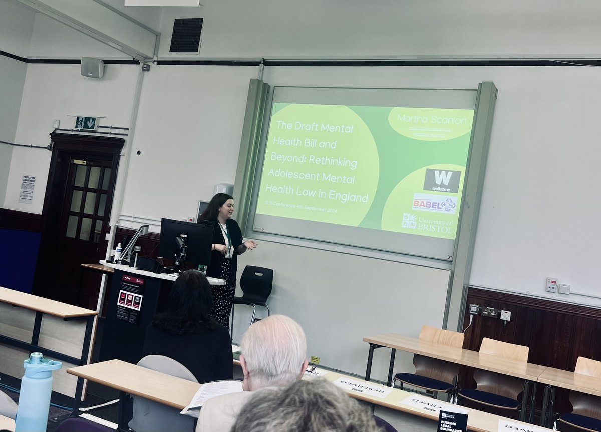 CHLS Bristol (@chlsbristol) on Twitter photo Now <a href="/martha_scanlon/">Martha Scanlon</a> presents findings from her recently submitted (🥳🥳🥳) <a href="/wellcometrust/">Wellcome</a> funded PhD research on #adolescents & #children and #mentalhealth law
<a href="/BABEL_Bristol/">BABEL</a> <a href="/BristolUniLaw/">Bristol Law School</a> <a href="/SLS_HealthLaw/">SLSHealthLaw</a> #SLSBristol24 Now <a href="/martha_scanlon/">Martha Scanlon</a> presents findings from her recently submitted (🥳🥳🥳) <a href="/wellcometrust/">Wellcome</a> funded PhD research on #adolescents & #children and #mentalhealth law
<a href="/BABEL_Bristol/">BABEL</a> <a href="/BristolUniLaw/">Bristol Law School</a> <a href="/SLS_HealthLaw/">SLSHealthLaw</a> #SLSBristol24