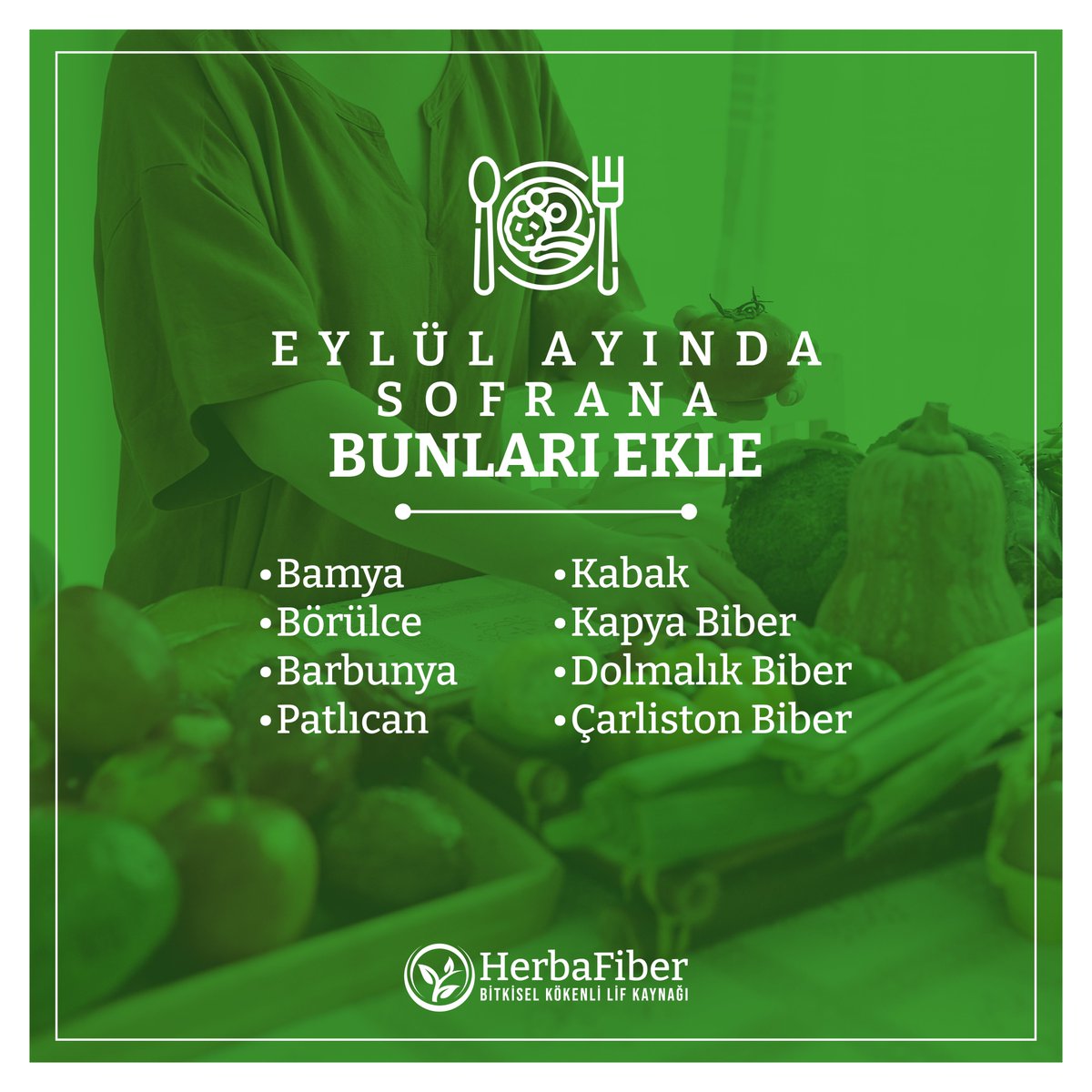 Eylül ayının lezzetlerini sofrana taşı! 🍂 

🍆🌶️Mevsimin taptaze ürünleriyle dolu tabaklar hazırlayarak sağlıklı ve dengeli beslenmenin tadını çıkar.

#HerbaFiber #lifkaynağı #lifligıdalar #prebiyotik #talya #kendimiseviyorum #bağırsaksağlığı
