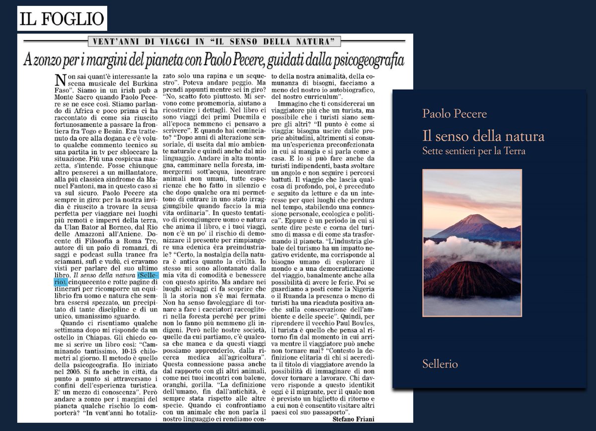 A zonzo per i margini del pianeta con Paolo Pecere, guidati dalla psicogeografia. <a href="/FreeStefano/">Stefano Friani</a>  su <a href="/ilfoglio_it/">Il Foglio</a>  racconta "Il senso della natura" di Paolo Pecere <a href="/paolopatch/">Paolo Pecere</a> 

sellerio.it/it/catalogo/Se…