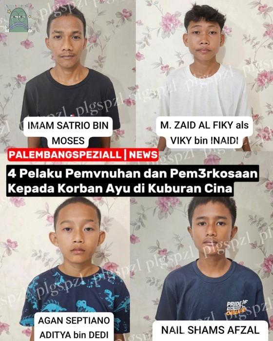 💚 2 pelaku di antaranya masih di bawah umur buset. korbannya siswi SMP guys 😭

setelah diperkosa secara bergantian korban dihabisi oleh para pelaku dengan cara dibekap, dicekik dan dipukul di wajahnya hingga tewas, kemudian korban dibuang di semak².