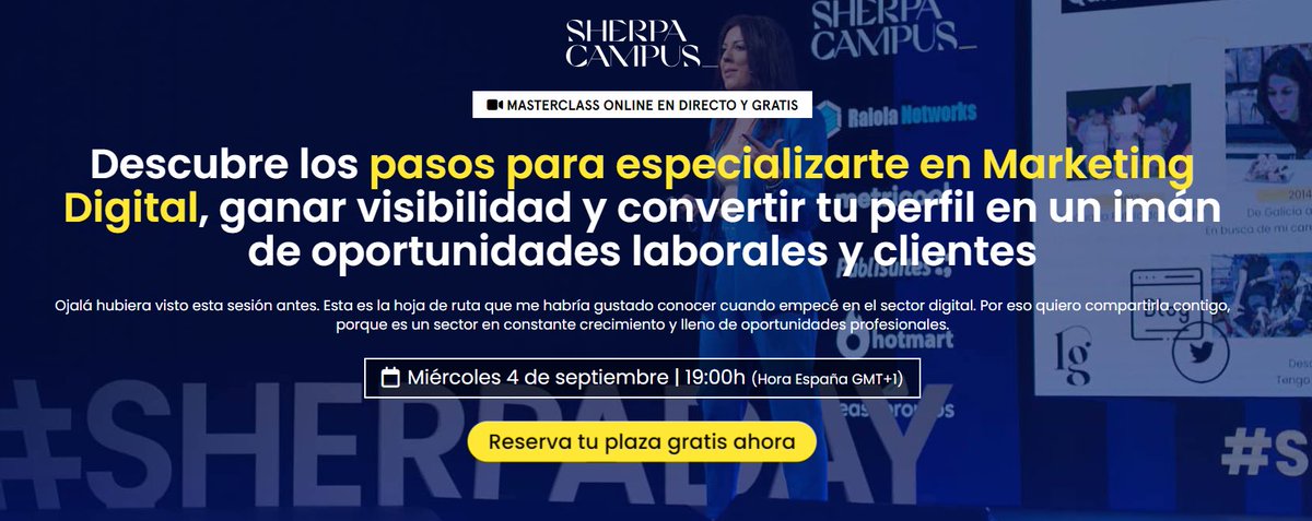 Carlota (@carlotagalvan) on Twitter photo 🧐¿Estás pensando en comenzar en #MarketingDigital y buscas una buena formación?
Hoy a las 19h habrá una masterclass gratuita en <a href="/sherpa_campus/">Sherpa Campus | Tu escuela de Marketing Digital</a> con <a href="/Letigrijo/">Leti Grijó</a>
Apúntate gratis: sherpacampus.com/taller-gratuit… 🧐¿Estás pensando en comenzar en #MarketingDigital y buscas una buena formación?
Hoy a las 19h habrá una masterclass gratuita en <a href="/sherpa_campus/">Sherpa Campus | Tu escuela de Marketing Digital</a> con <a href="/Letigrijo/">Leti Grijó</a>
Apúntate gratis: sherpacampus.com/taller-gratuit…