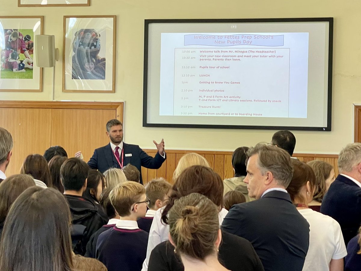FettesPrep's tweet image. Our Headmaster Charlie Minogue gave a warm welcome to our new pupils and their parents this morning, prior to a fun day of activities for the pupils.