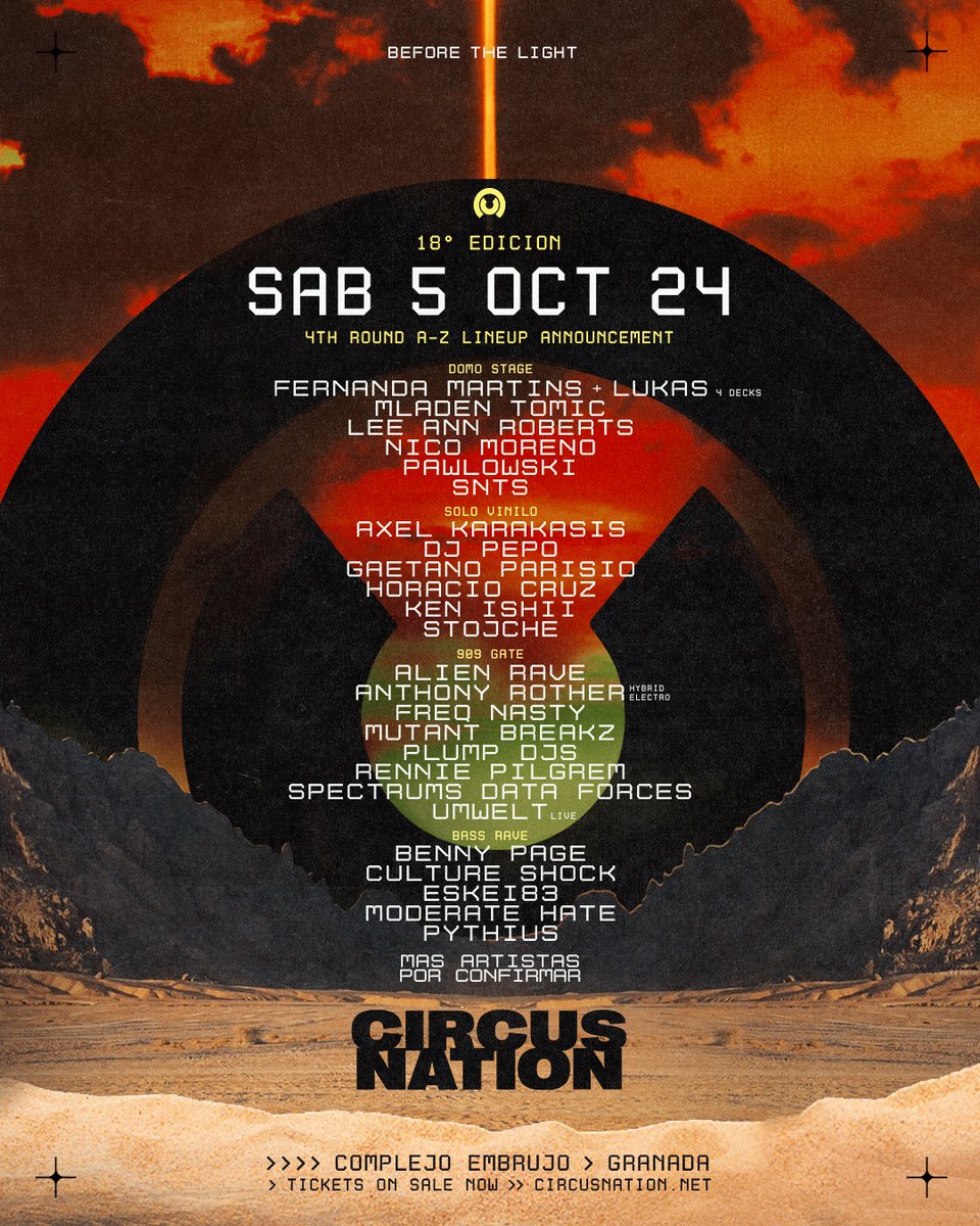 Circus Nation 2024 - Complejo Embrujo Granada. 
Line up por el momento, y quedan más artistas por confirmar... #circusnation #lineup #Granada