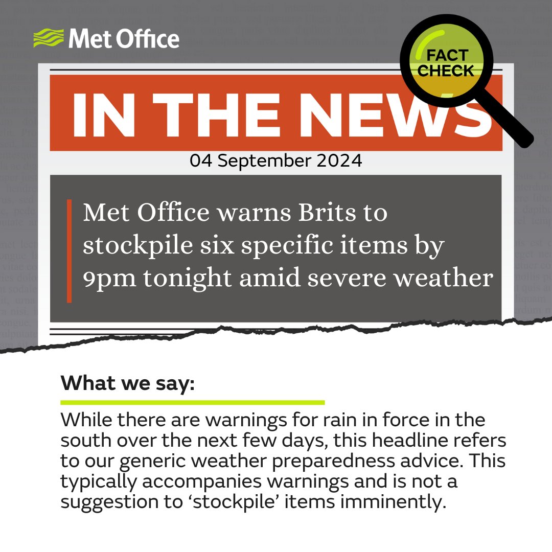 metoffice's tweet photo. π° There are some curious weather headlines online today. Get our take on them in the Fact Check below π
Check the latest warnings π
https://t.co/Yq1n484v4C
#WhenAccuracyMatters https://t.co/zENUWCaz6u
