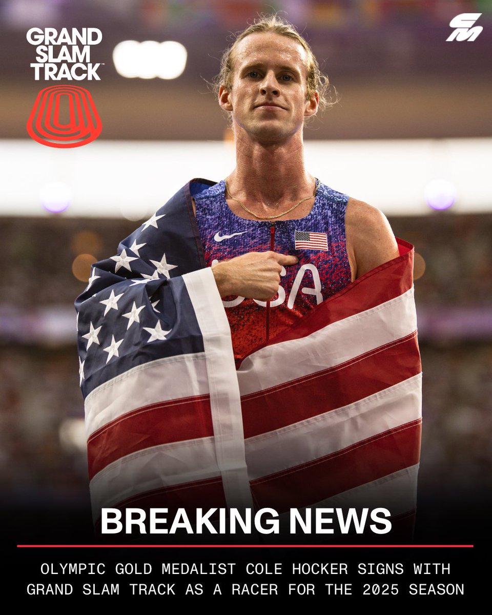 CITIUS MAG (@citiusmag) on Twitter photo ✍️ BREAKING NEWS: Olympic 1500m champion <a href="/cole_hocker/">cole hocker</a> has signed with <a href="/GrandSlamTrack/">Grand Slam Track</a> ahead of its inaugural season in 2025.
He joins 2023 World champion and Olympic silver medalist Josh Kerr and Olympic bronze medalist Yared Nuguse as the first distance runners to sign with ✍️ BREAKING NEWS: Olympic 1500m champion <a href="/cole_hocker/">cole hocker</a> has signed with <a href="/GrandSlamTrack/">Grand Slam Track</a> ahead of its inaugural season in 2025.
He joins 2023 World champion and Olympic silver medalist Josh Kerr and Olympic bronze medalist Yared Nuguse as the first distance runners to sign with