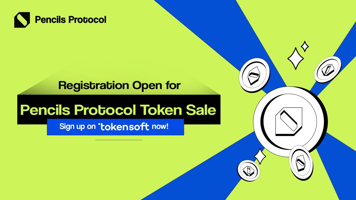 💰DAPP💰 (@pencilsprotocol) on Twitter photo ✏️ Registration for the $DAPP Token Sale is Now Live on <a href="/TokensoftInc/">Tokensoft</a>!
📅 Key Dates:
🔹Registration: Sep 4 - Sep 18
🔹Token Sale: Sep 18 - Sep 22
🔗 Register Now: pencils-protocol.tokensoft.io/event/1593
Join the $DAPP launch and unlock exclusive grand rewards – Part I:
🔥 Extra 10% $DAPP ✏️ Registration for the $DAPP Token Sale is Now Live on <a href="/TokensoftInc/">Tokensoft</a>!
📅 Key Dates:
🔹Registration: Sep 4 - Sep 18
🔹Token Sale: Sep 18 - Sep 22
🔗 Register Now: pencils-protocol.tokensoft.io/event/1593
Join the $DAPP launch and unlock exclusive grand rewards – Part I:
🔥 Extra 10% $DAPP