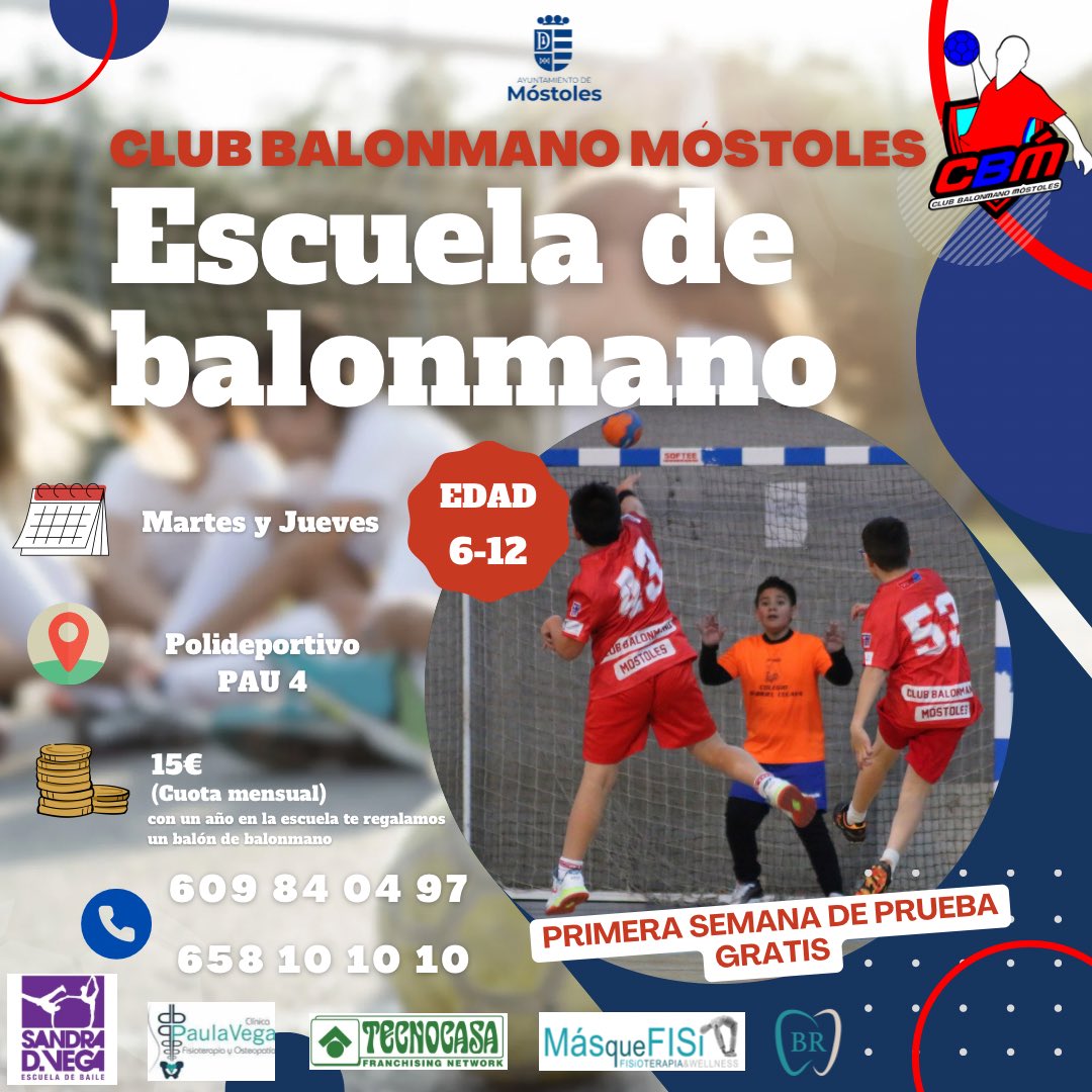 🌟¡VUELTA AL COLE = VUELTA AL BALONMANO! 🌟

¡La temporada empieza con fuerza! 🚀 ¿Tienes entre 6 y 12 años y te apasiona el balonmano? ¡Este es tu momento! 🏆

📅 Martes y Jueves
📍 Polideportivo PAU 4, Móstoles
💶 15€ al mes

¡Inscríbete ya!