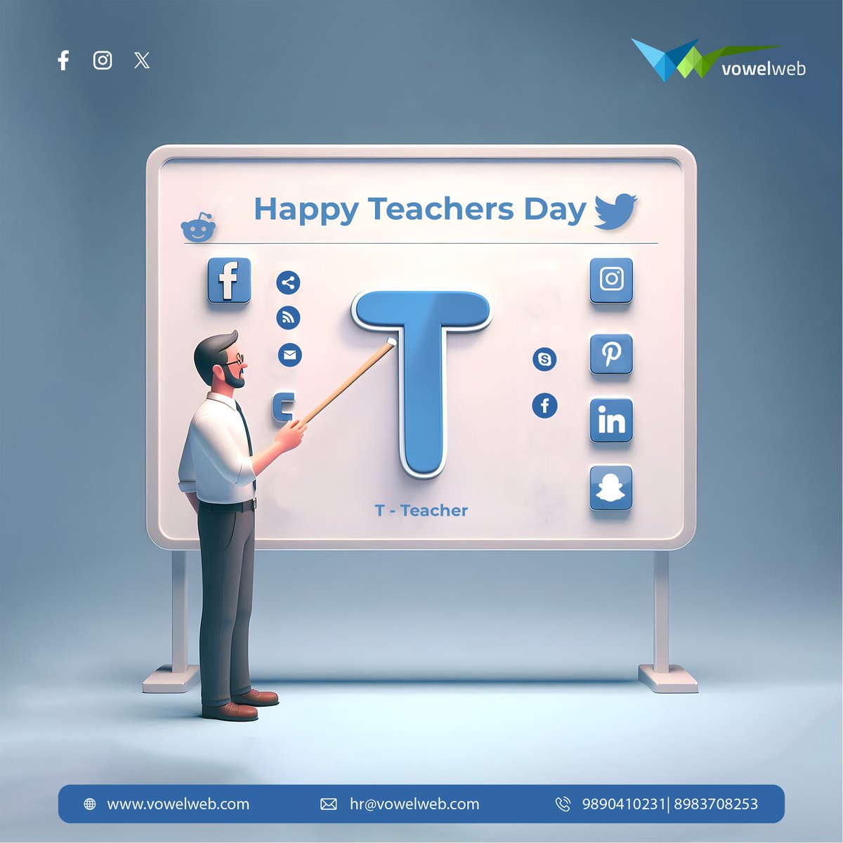 vowelweb's tweet photo. Behind every successful student is an amazing teacher. Cheers to the mentors who make a difference! 🌟🙌
.
.
.
.
.
#TeachersDay #Gratitude #ThankATeacher #EducatorsRock #Inspiration #ThankYouTeachers #TechHeroes #TechInspiration #TechLeaders #TechMentors #Vowelwebllp https://t.co/NdQjfnDkJc