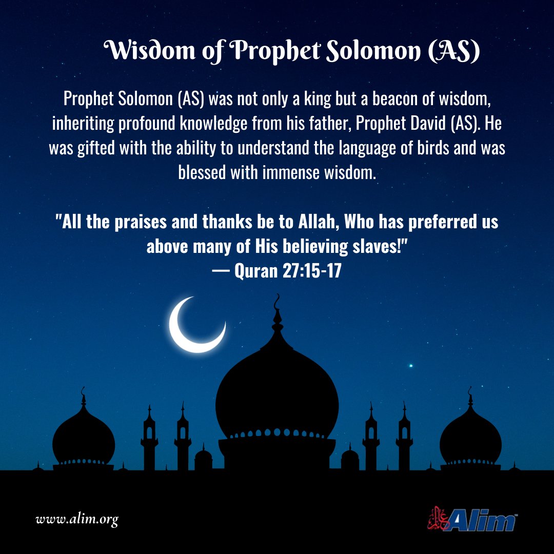 alim_inc's tweet image. 🌟 Wisdom of Prophet Solomon (AS) 🌟
"All the praises and thanks be to Allah, Who has preferred us above many of His believing slaves!"
— Quran 27:15-17
alim.org/history/prophe…

#IslamicHistory #ProphetSolomon #QuranQuotes #SpiritualGrowth #ProphetStories