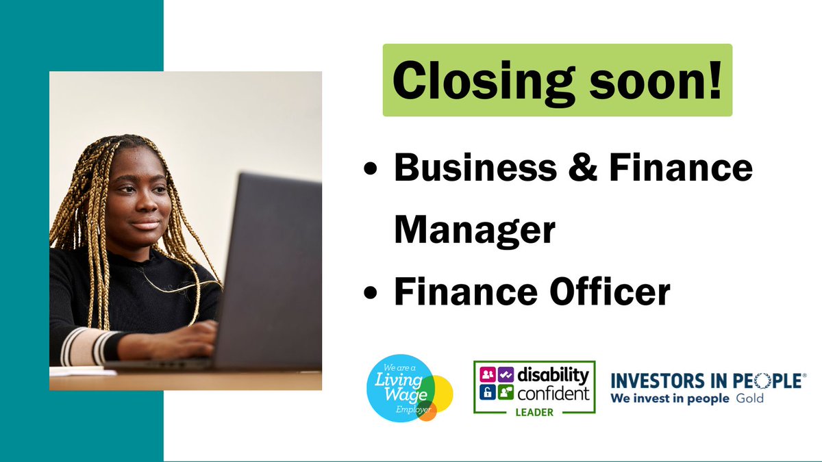 Applications for our Business &amp; Finance Manager and our Finance Officer vacancies close on Friday at 9 am 

For more details and to apply, visit our website⬇