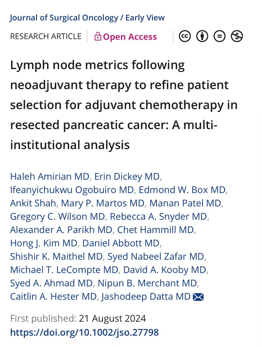 Jash Datta, MD (@drjashdatta) on Twitter photo 🚨New📄from <a href="/SylvesterCancer/">Sylvester Comprehensive Cancer Center</a>🫱🏽🫲🏾#CentralPancreasConsortium!How should we use pathologic lymph node metrics AFTER neoadjuvant tx &🔪in #PancreaticCancer pts➡️to guide adjuvant tx selection?Is LN➕/⛔️vity enough or LN ratio useful?Find out👉🏽bit.ly/4g6n63h <a href="/JofSurgOnc/">Journal of Surgical Oncology</a> #pancsm 🚨New📄from <a href="/SylvesterCancer/">Sylvester Comprehensive Cancer Center</a>🫱🏽🫲🏾#CentralPancreasConsortium!How should we use pathologic lymph node metrics AFTER neoadjuvant tx &🔪in #PancreaticCancer pts➡️to guide adjuvant tx selection?Is LN➕/⛔️vity enough or LN ratio useful?Find out👉🏽bit.ly/4g6n63h <a href="/JofSurgOnc/">Journal of Surgical Oncology</a> #pancsm