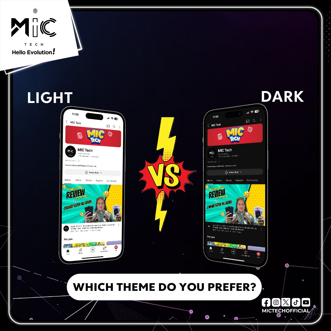 mictechofficiaI's tweet photo. Are you a light theme enthusiast or a dark mode devotee? Drop your preference below! 🎙️🌟
#techstyle #mobilethemes #darkvslight #techpreferences #techtainment #helloevolution https://t.co/uSxM5AHK70
