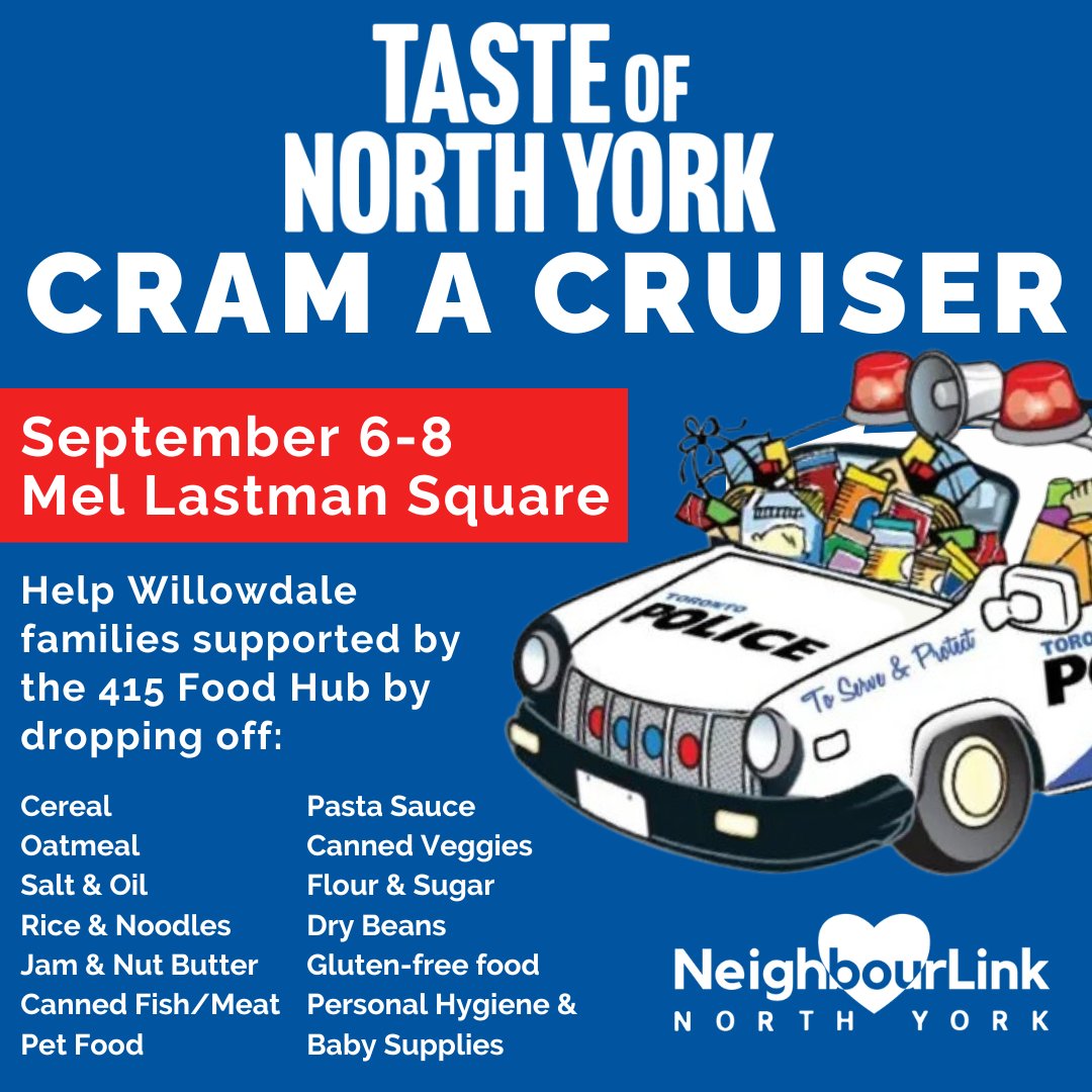 TPS32Div's tweet image. We are SO excited to be a part of this year's #tasteofnorthyork this upcoming weekend! Come and be a part of this amazing event at #mellastmansquare. Please consider helping us "cram a cruiser" in support of our local food bank. See you there! #connectingwithcommunity