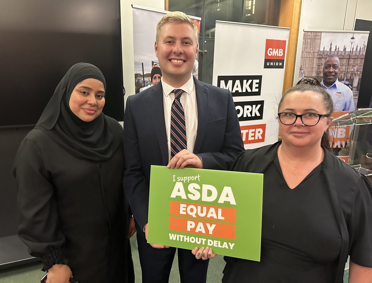 It was an honour to meet ASDA workers &amp; <a href="/GMB_union/">GMB Union</a> campaigners Saliha &amp; Michelle. 

They’re fighting for equal pay between warehouse &amp; shop workers, the inequality disproportionately affecting women 💷

I’ve joined other MPs &amp; GMB in calling on ASDA to correct this injustice.