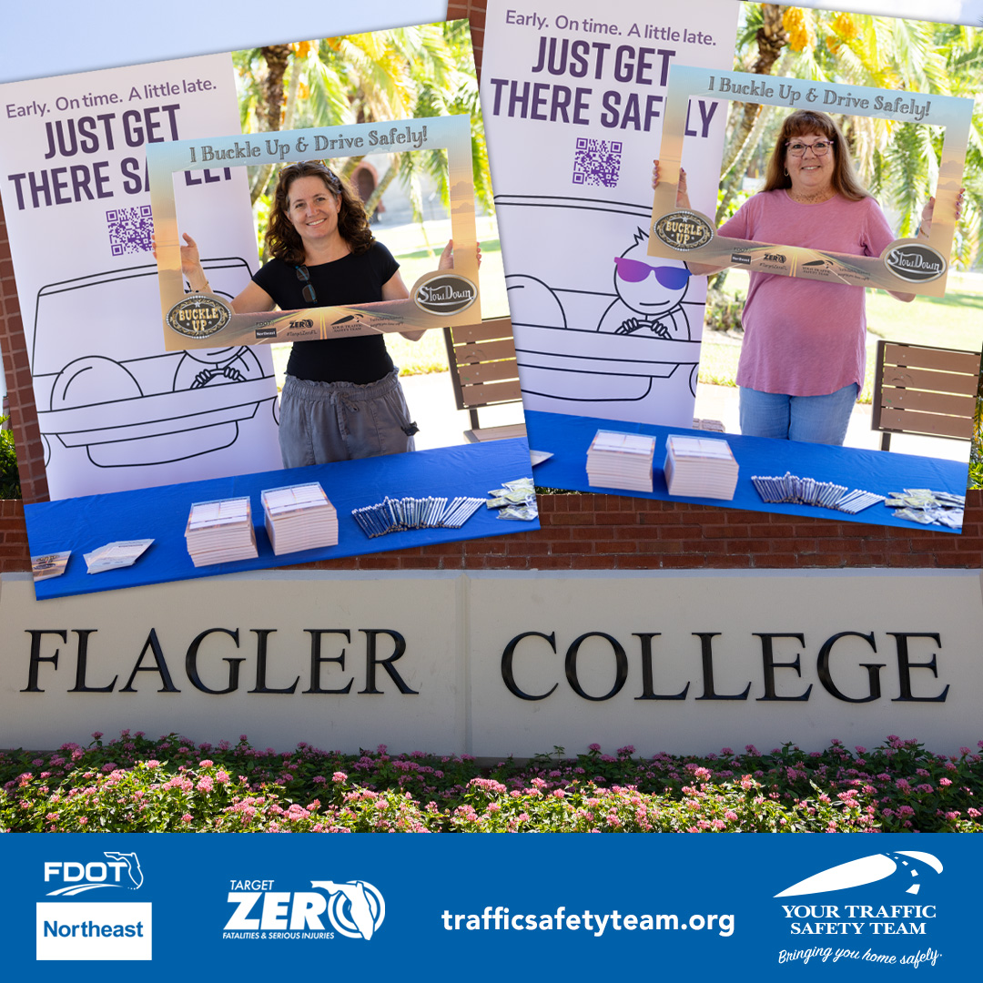 trafficsafetyfl's tweet photo. Last Thursday, we visited Flagler College to welcome new students to St. Augustine and share traffic safety messages. It was great to be on campus and see cheerful faces committed to driving, biking, and walking safely! #TrafficSafetyFL #TargetZeroFL #FlaglerCollege https://t.co/MthiDBSOgq