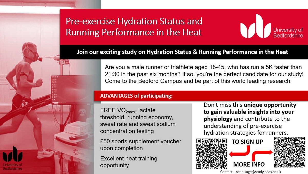 Sean Sage (@sagesportsci) on Twitter photo Calling all runners! Participants needed for our Hydration and Running Performance Study
<a href="/uniofbeds/">uniofbeds</a> <a href="/precisionfandh/">Precision Fuel & Hydration</a>
Great opportunity - see poster for details!
Sign up link: forms.office.com/e/vF805ua4fZ
Contact - sean.sage@study.beds.ac.uk
<a href="/UoB_HPC/">UoB Human Performance Centre</a> <a href="/uniofbedsnews/">University of Bedfordshire News</a> <a href="/ISPAR_UoB/">ISPAR</a> Calling all runners! Participants needed for our Hydration and Running Performance Study
<a href="/uniofbeds/">uniofbeds</a> <a href="/precisionfandh/">Precision Fuel & Hydration</a>
Great opportunity - see poster for details!
Sign up link: forms.office.com/e/vF805ua4fZ
Contact - sean.sage@study.beds.ac.uk
<a href="/UoB_HPC/">UoB Human Performance Centre</a> <a href="/uniofbedsnews/">University of Bedfordshire News</a> <a href="/ISPAR_UoB/">ISPAR</a>