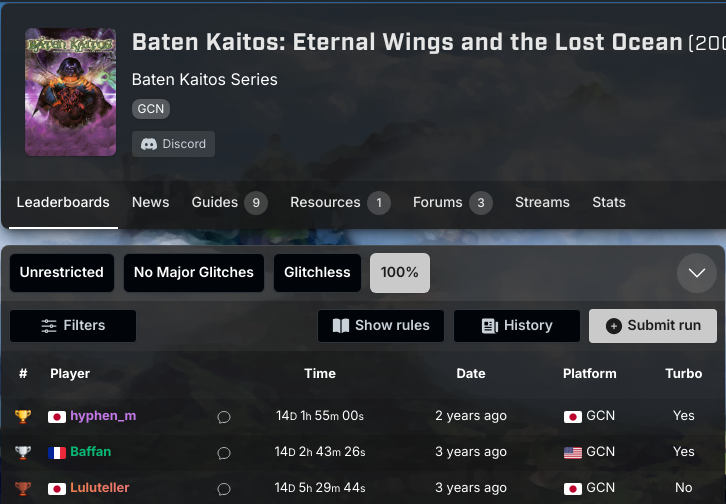 the Baten Kaitos 100% speedrun takes longer than the time Concord was live