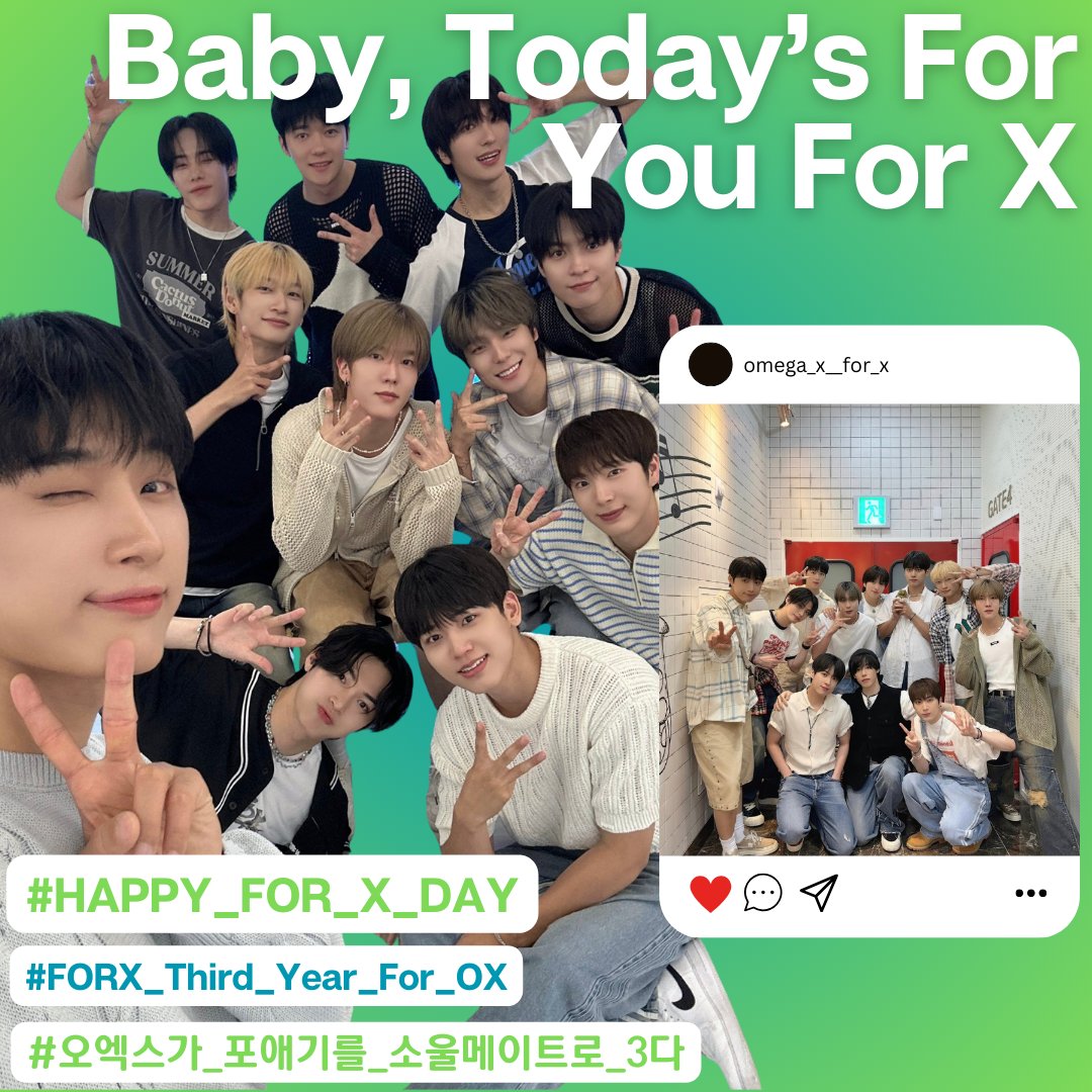 [🔈 ANNOUNCEMENT]
Tags for Our Birthday
<a href="/OmegaX_official/">OMEGA X Official</a> <a href="/OmegaX_members/">OMEGA X</a>
⏰ Sep 5, 12 AM KST

BABY, TODAY'S FOR YOU FORX
#HAPPY_FOR_X_DAY
#FORX_Third_Year_For_OX
#오엑스가_포애기를_소울메이트로_3다
#OMEGA_X #오메가엑스