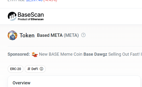 The Based $META token logo is now showing on Basescan!